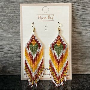 NWT - MYRA BAG RAIN DANCE BEADED EARRINGS IN CORN YELLOW